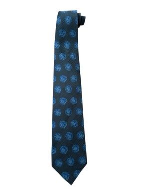 VTG Glenguard by Hyde Park Men's Black Blue Floral Dot Silk Tie Made in Canada